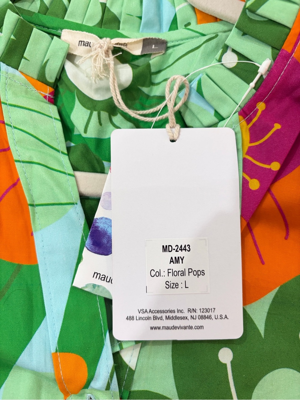 NWT SZ L Maude Vivante Vibrant Floral Top in Green, Orange & Magenta - Picture 4 of 7